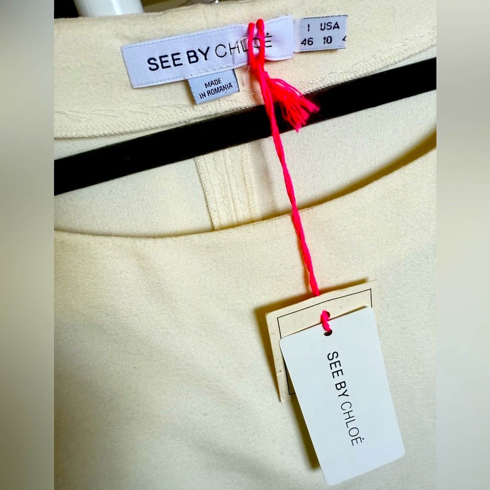 See By Chloe Lana Mix Off-White Midi Dress